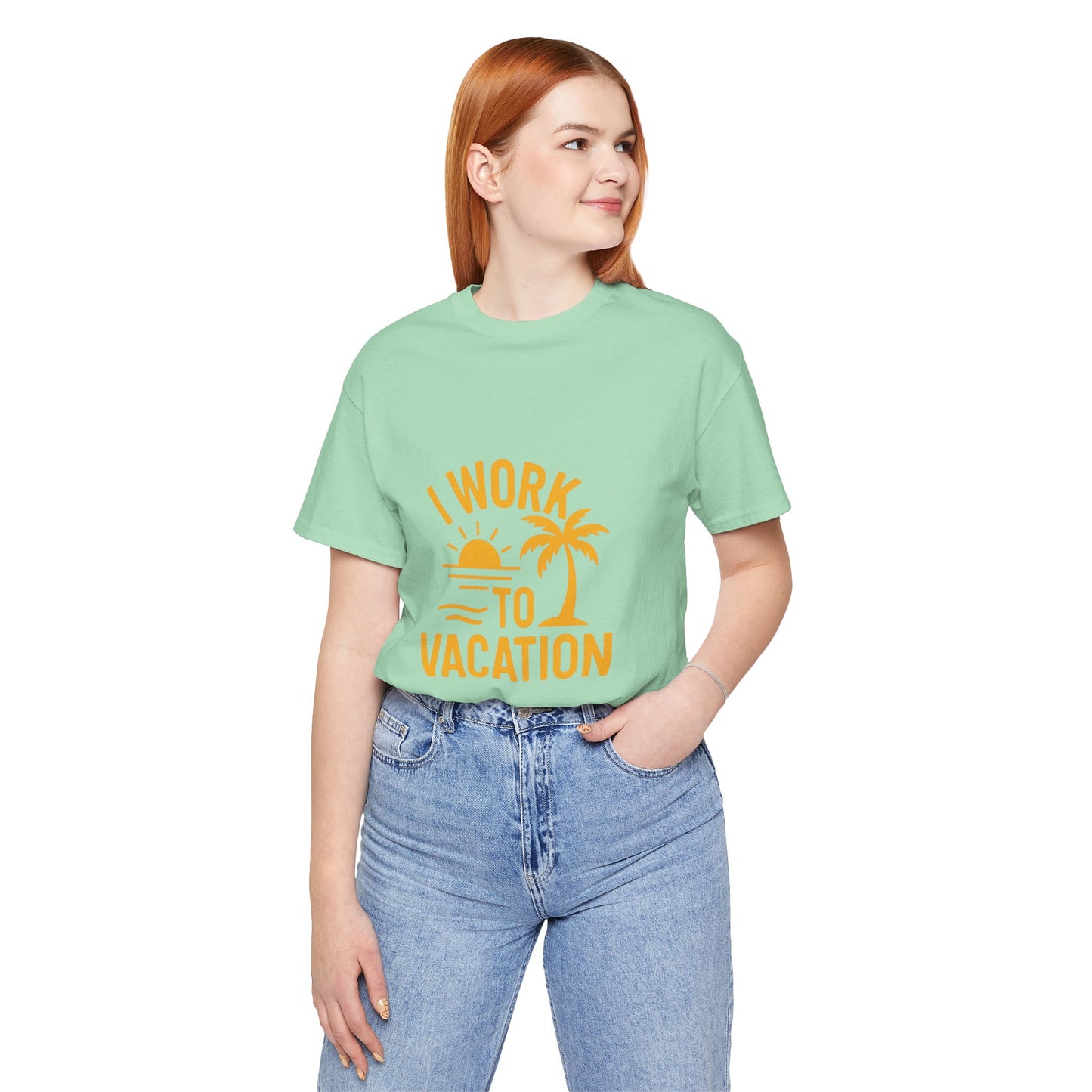 I Work to Vacation Unisex Jersey Tee - Perfect for Beach Lovers