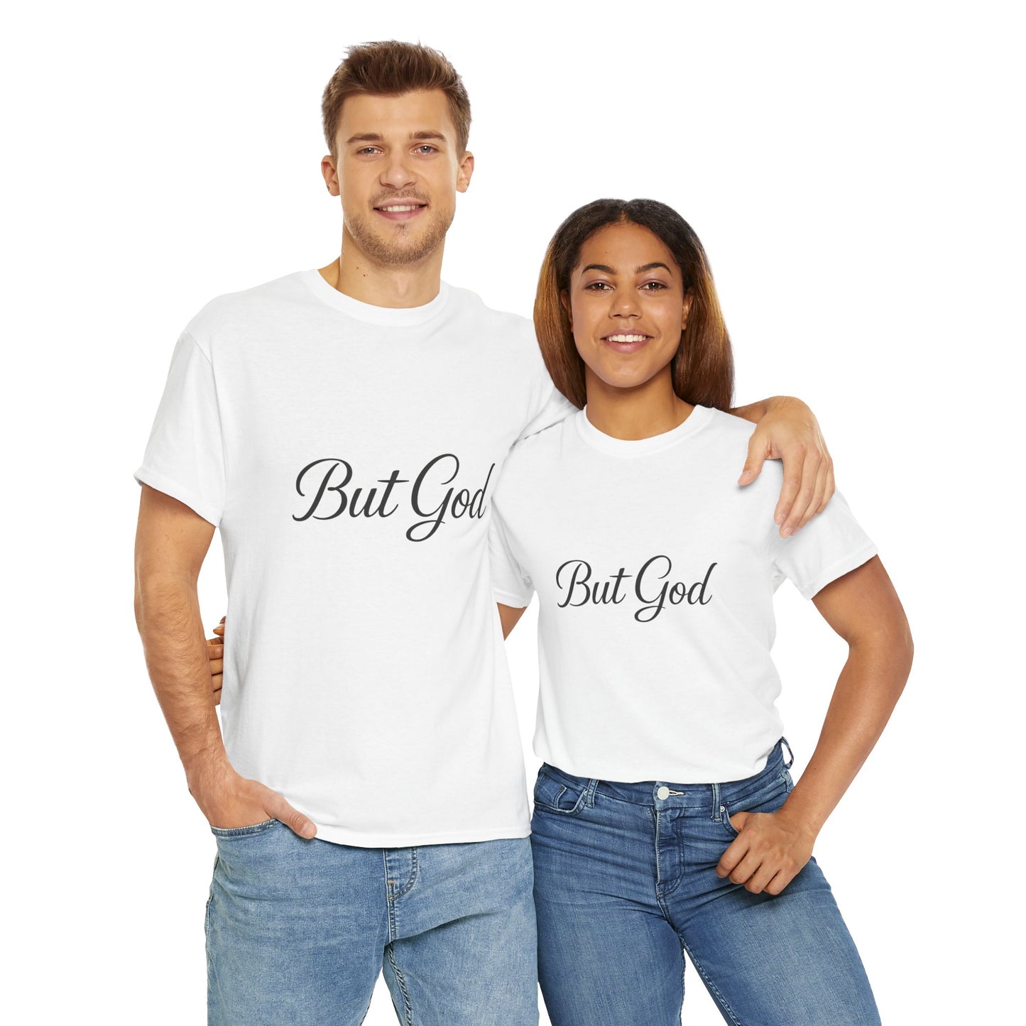 Inspirational Unisex Heavy Cotton Tee - 'But God' Statement Shirt