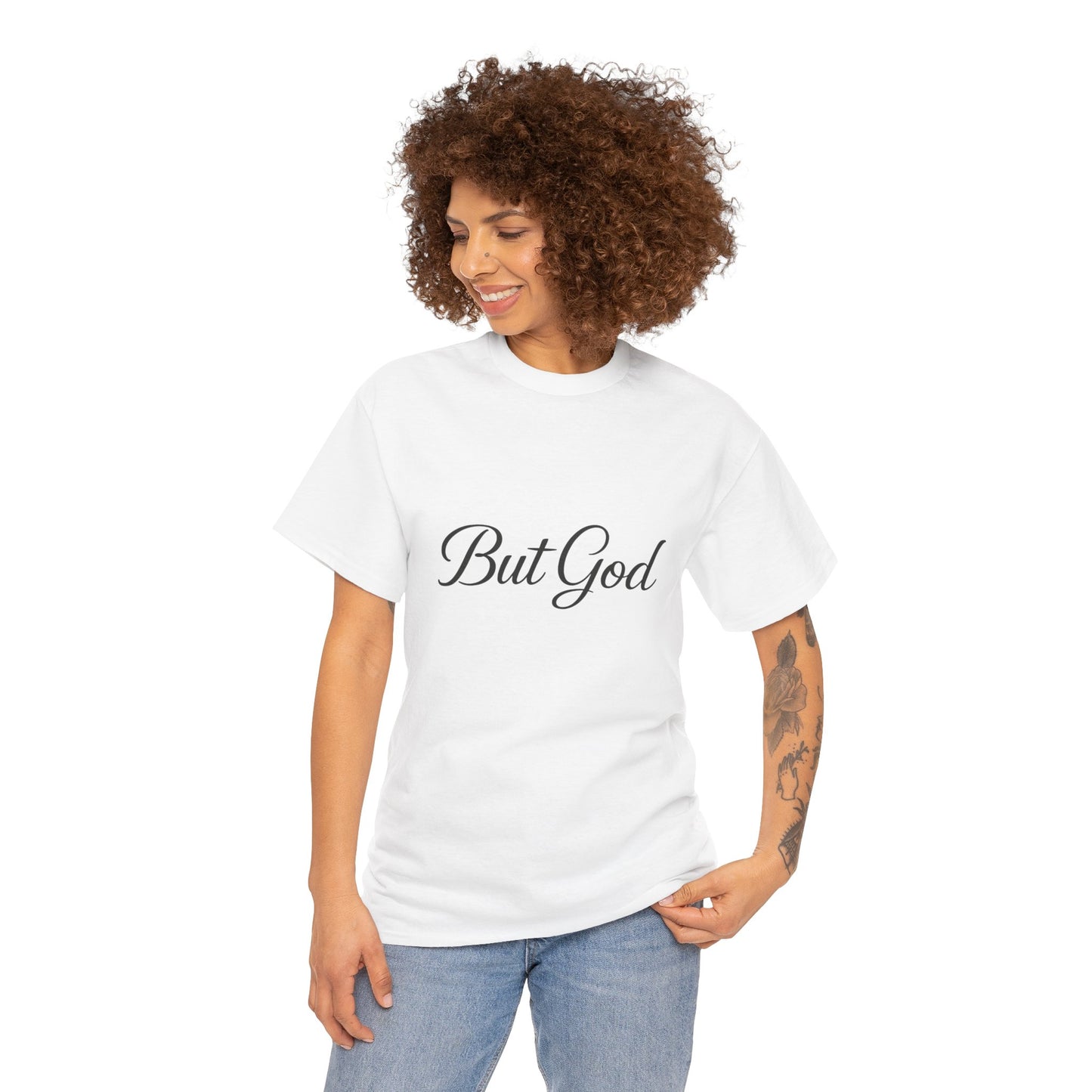 Inspirational Unisex Heavy Cotton Tee - 'But God' Statement Shirt