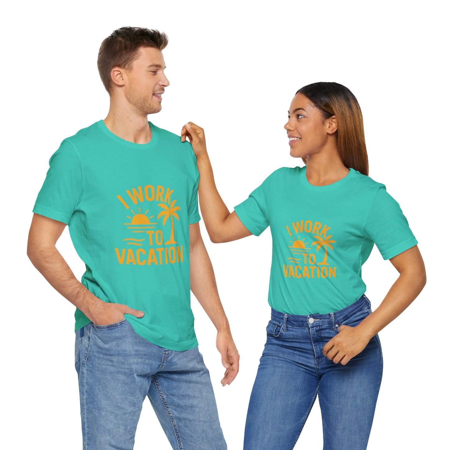 I Work to Vacation Unisex Jersey Tee - Perfect for Beach Lovers