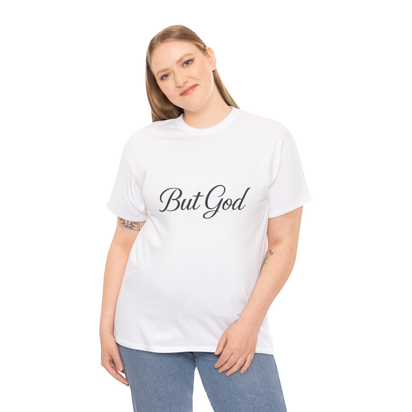 Inspirational Unisex Heavy Cotton Tee - 'But God' Statement Shirt