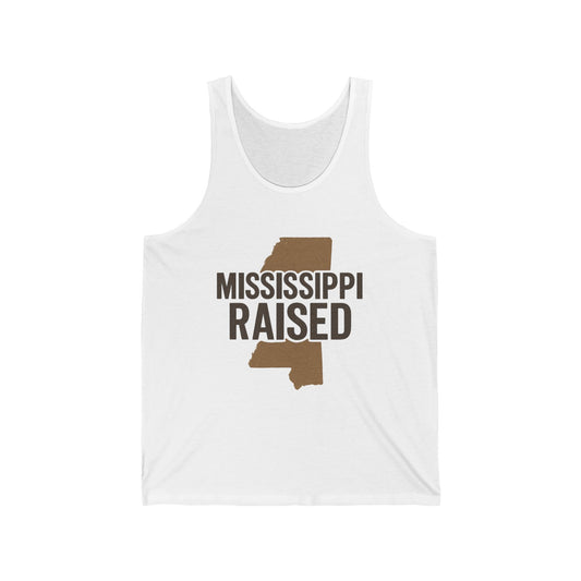 Mississippi Raised Unisex Jersey Tank – Casual Summer Wear for Southerners
